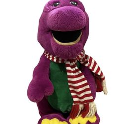 Vintage Christmas Barney Dinosaur 1992 Plush Stuffed Doll Animal Thumbnail