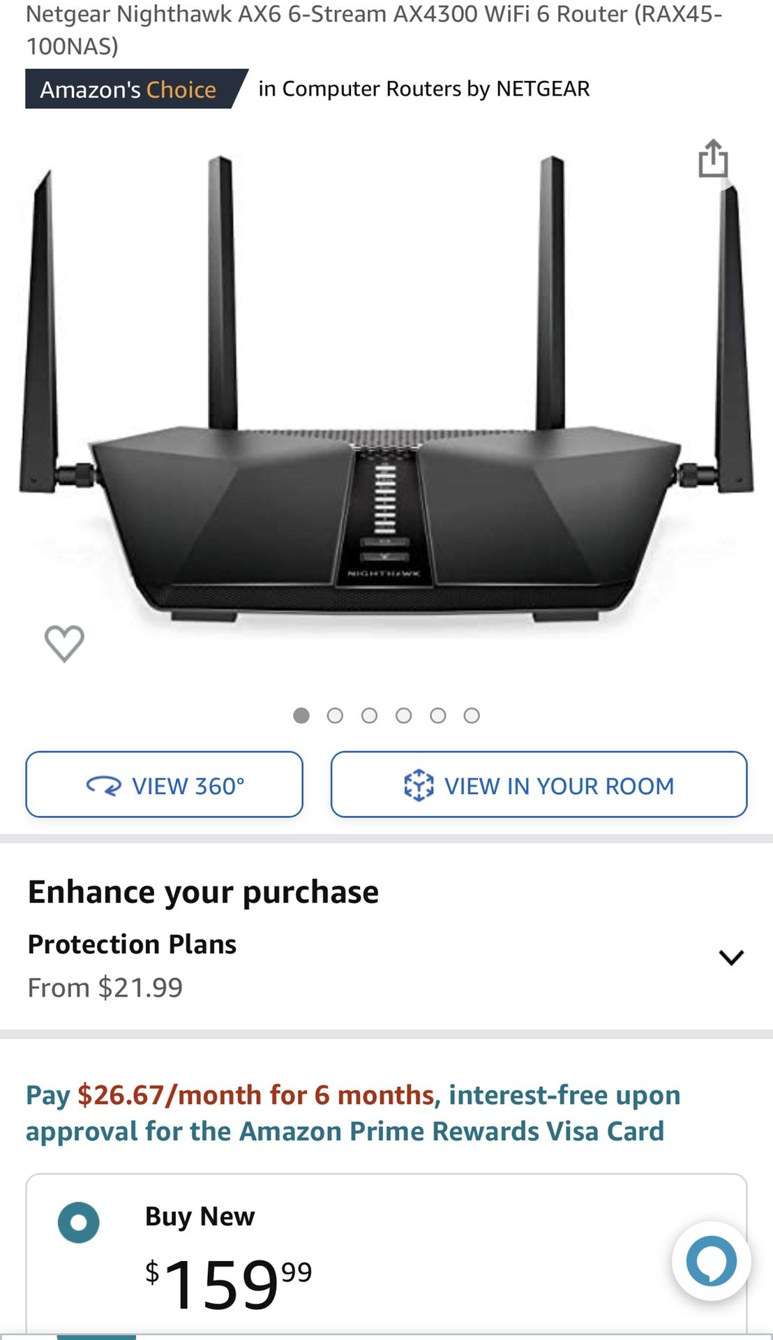 WiFi 6 Router Nighthawk AX-6 6-Stream AX4300