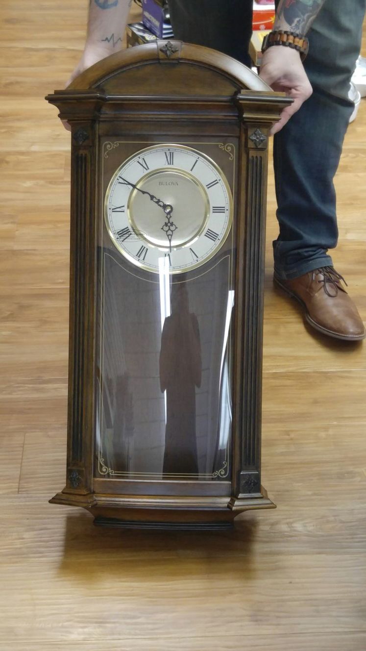 Bulova hartwick analog walnut pendulum chime wall clock model Bulova hartwick analog walnut pendulum chime wall clock model
