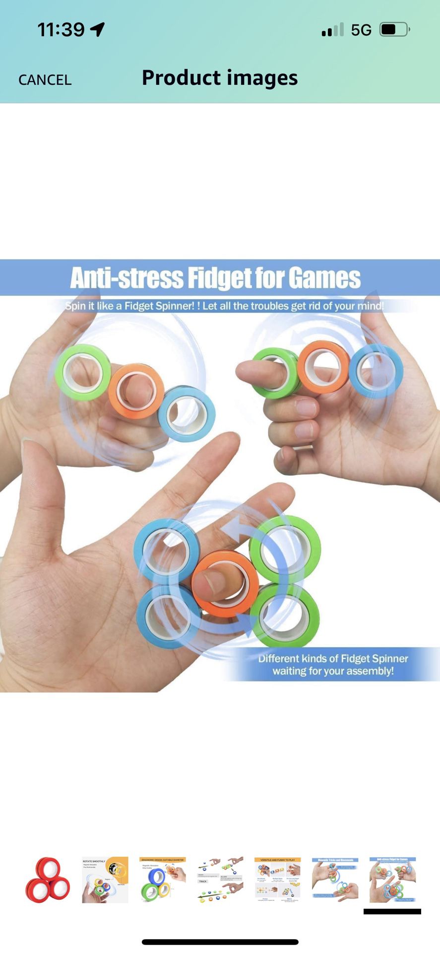 AHEYE Fidget Toys - Finger Magnetic Rings, Fidget Ring Spins for Adult Fidget Magnets Spinner Rings & Anxiety Relief Therapy, Fidget Pack Great Gift f
