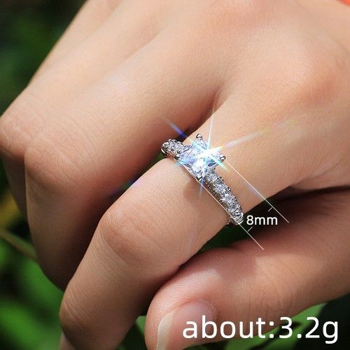 "Beauty Pure Square Zircon Princess Cut Romantic Rings for Women, PD494