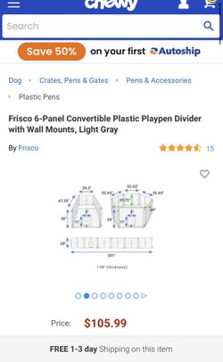 Frisco 6-Panel Convertible Plastic Playpen Divider with Wall Mounts, Light Gray Thumbnail