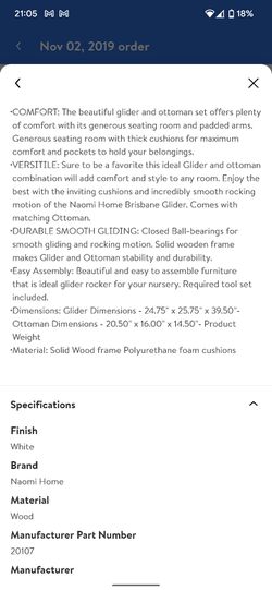 Naomi Home Brisbane Glider & Ottoman Set Thumbnail