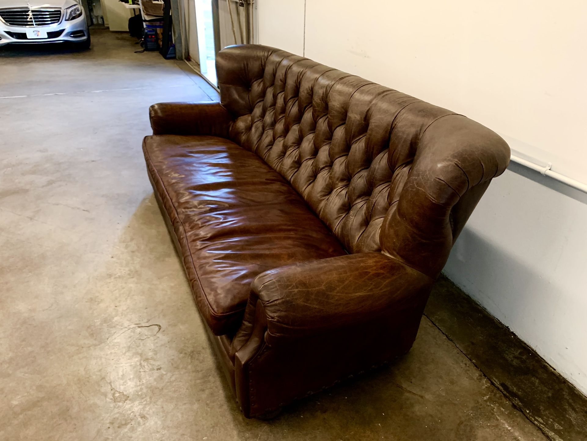 restoration hardware leather couches for sale