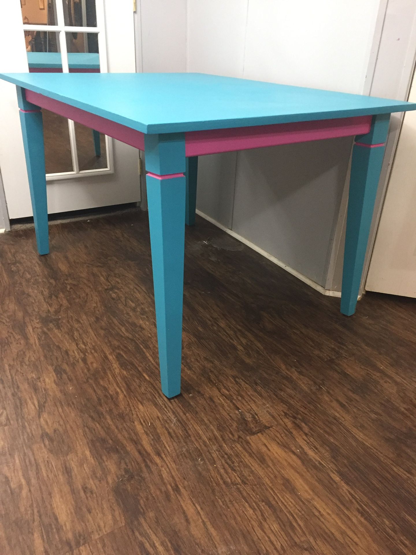 Custom Painted Turquoise And Hot Pink Table