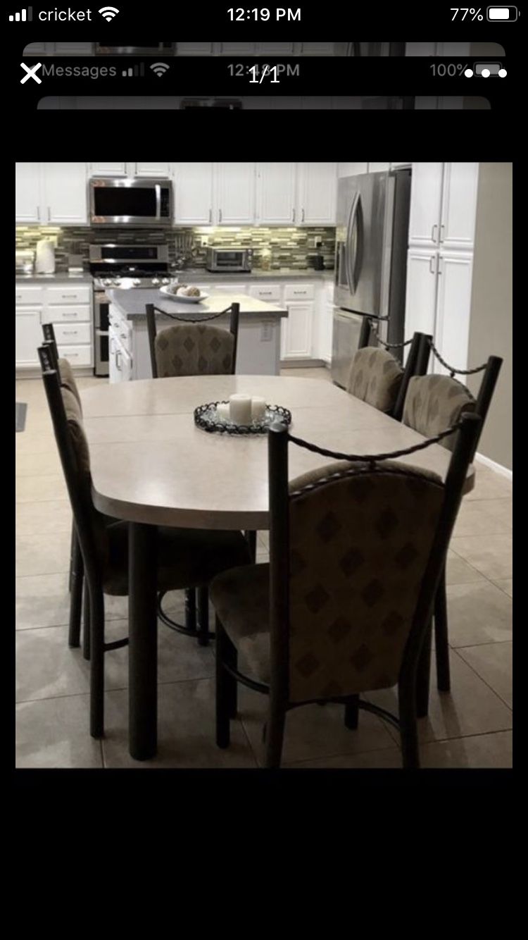 Kitchen Table Set with 6 Chairs and Table Extension