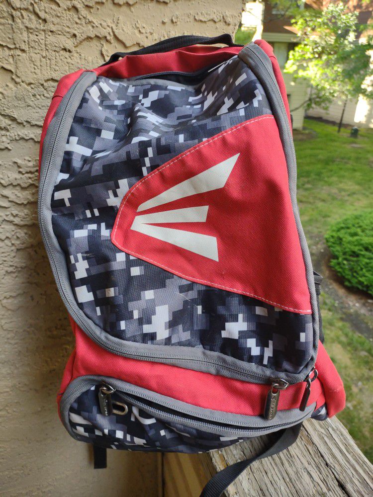 Easton Brand Pixelated Design Red Black And Gray Backpack Softball Baseball Bag