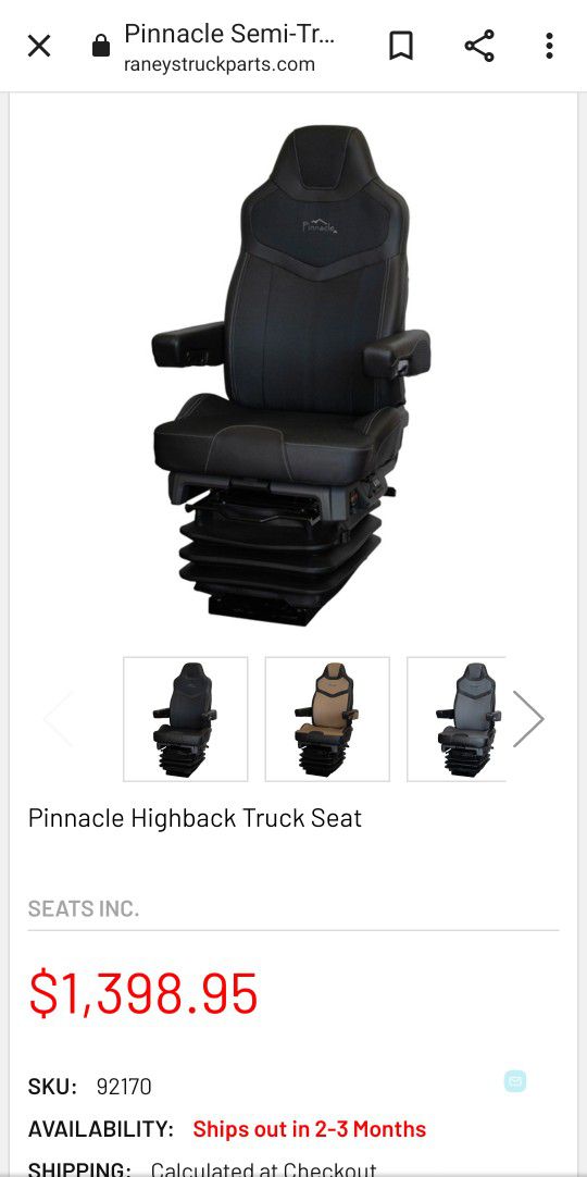 Semi Truck Seat. Legacy Pinnacle 