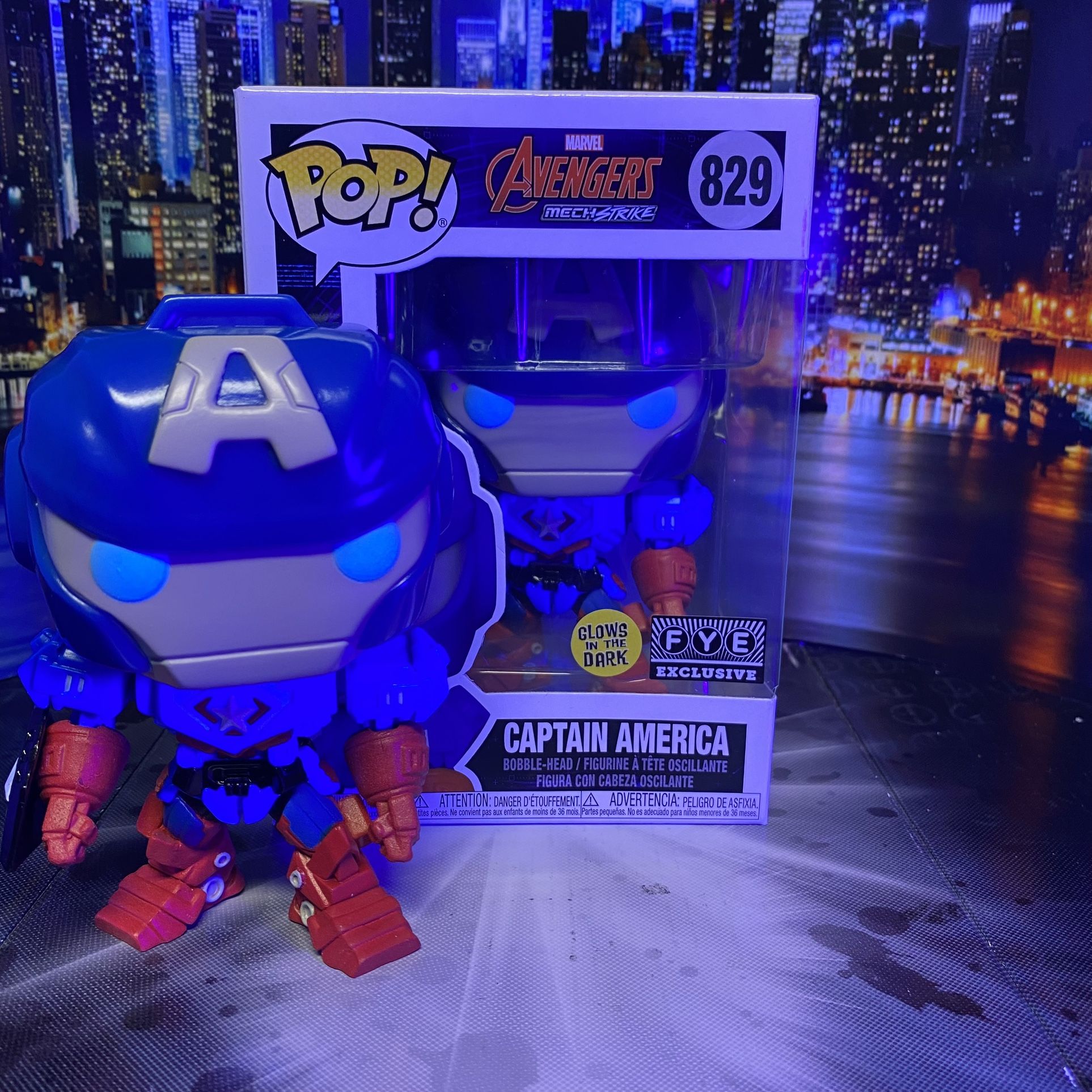 Funko Pop Captain America 829 Marvel Avengers Mech GITD Glow New FYE Exclusive
