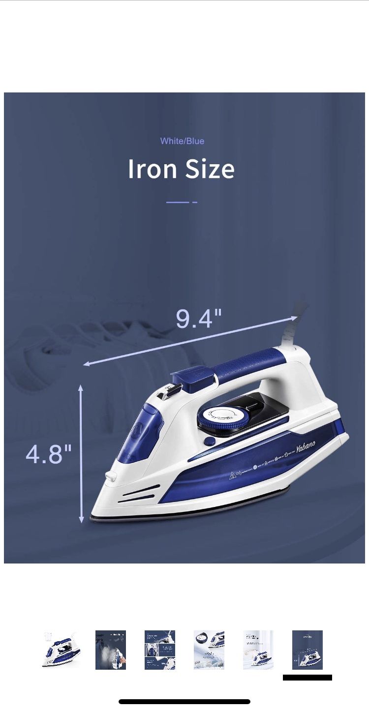 Yabano Steam Iron, Professional Iron for Clothes with Non-Stick Soleplate, Anti-Drip, Anti-Calc, Variable Temperature and Steam Control, Axial Aligned