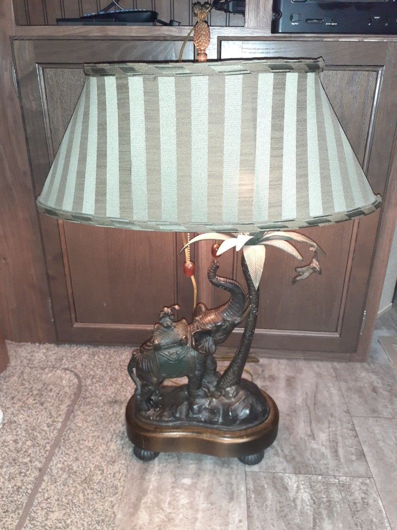Frederick Cooper Safari Collection Bronze Elephant & Monkey Table Lamp