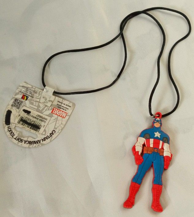 Necklace Captain America Rubber Soft Touch, Marvel, 3.5 Inches Length