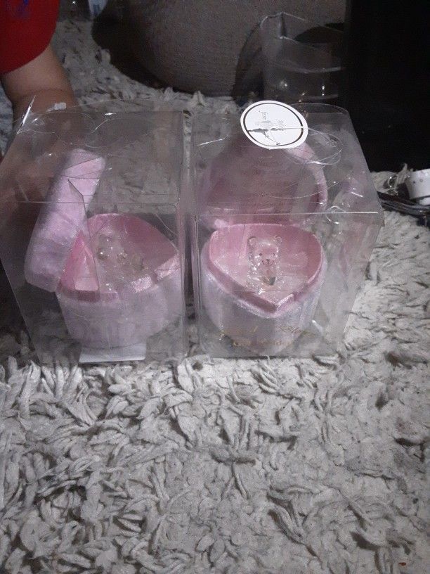 Pink Box With Glass Bear Inside