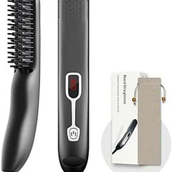 Beard Straightener for Men, Beard Straightening Comb, Heated Hair Straightener Brush for Men and Women, Beard Brush Straightener, Adjustable Temperatu Thumbnail