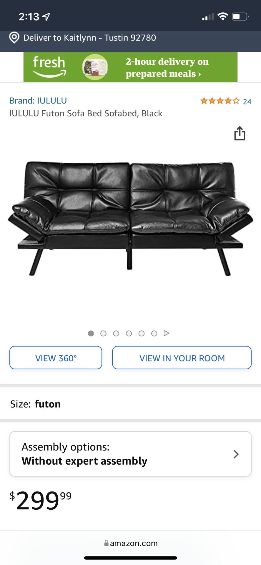Black Leather Futon