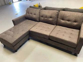 Gray - Sectional Sofa & Reversible Ottoman - In Stock * * * Same Day Delivery * * * Financing Available Thumbnail