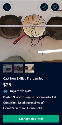 Cast Iron  Skillet  Fry  pan Lot Of  2 Thumbnail