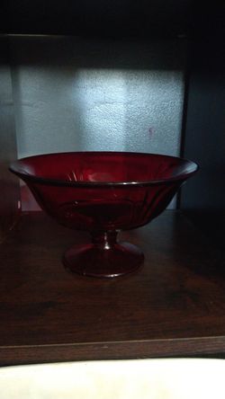 Red glass candy dish Thumbnail
