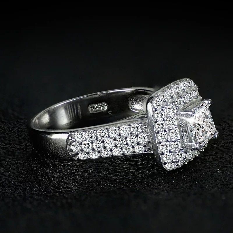 Stamped 925 Sterling ilver Wedding/promise/Engagement RING