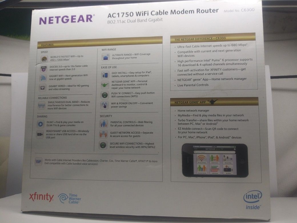Netgear AC1750 wifi cable modem router