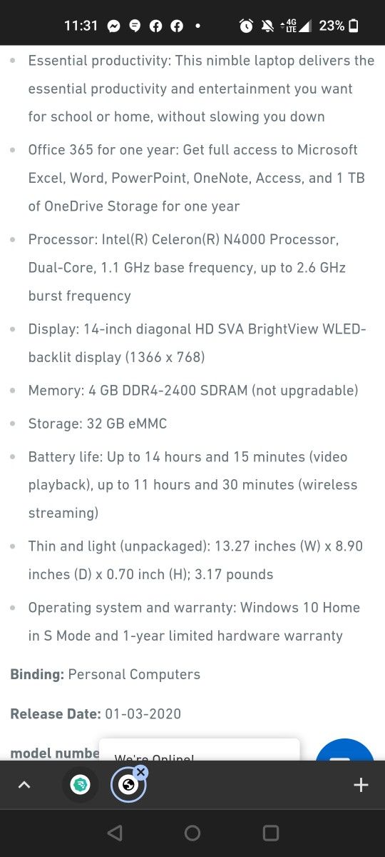 HP Stream 14 In Laptop