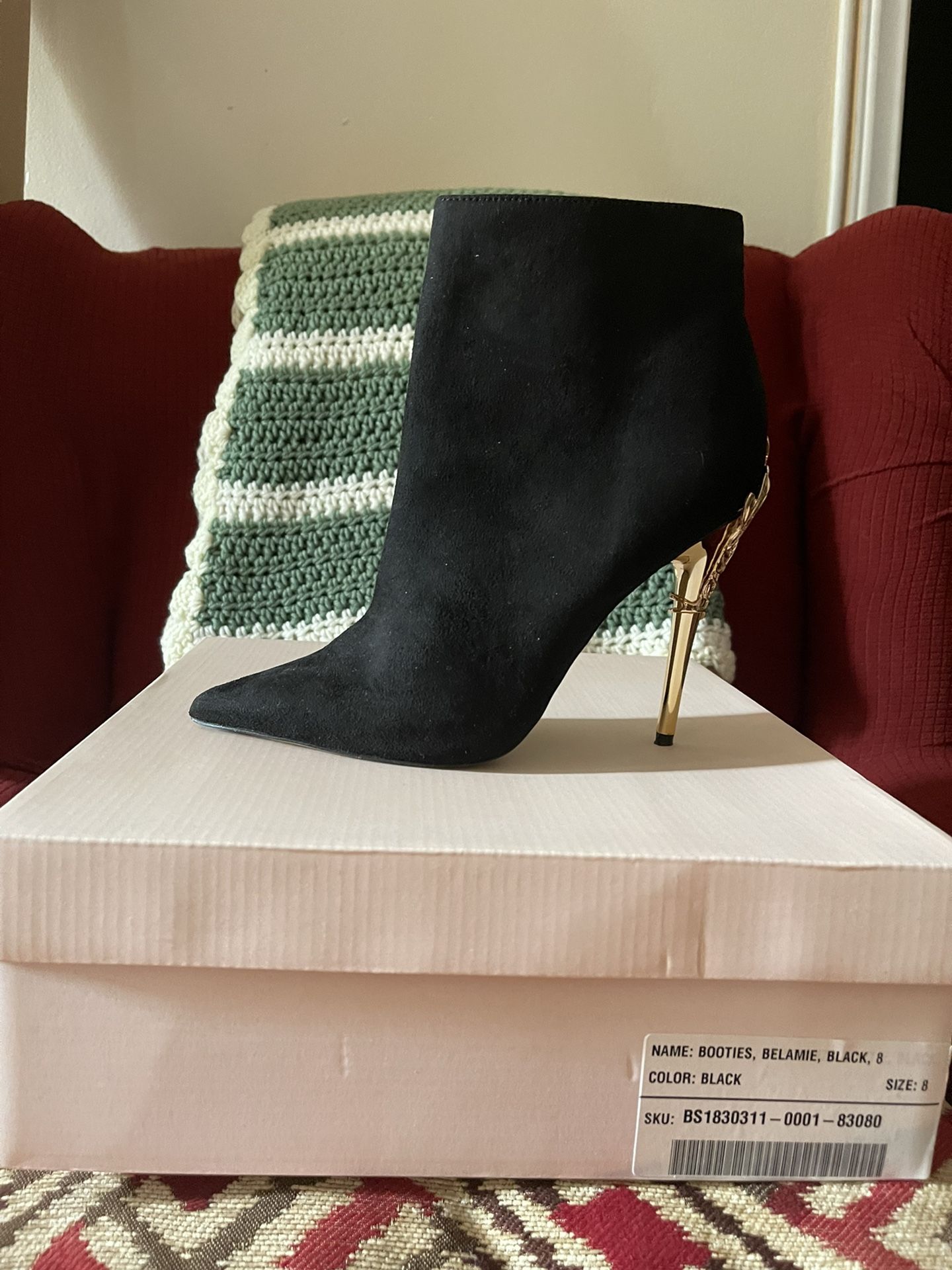 JustFab Women’s Ankle Boots Black Faux Suede