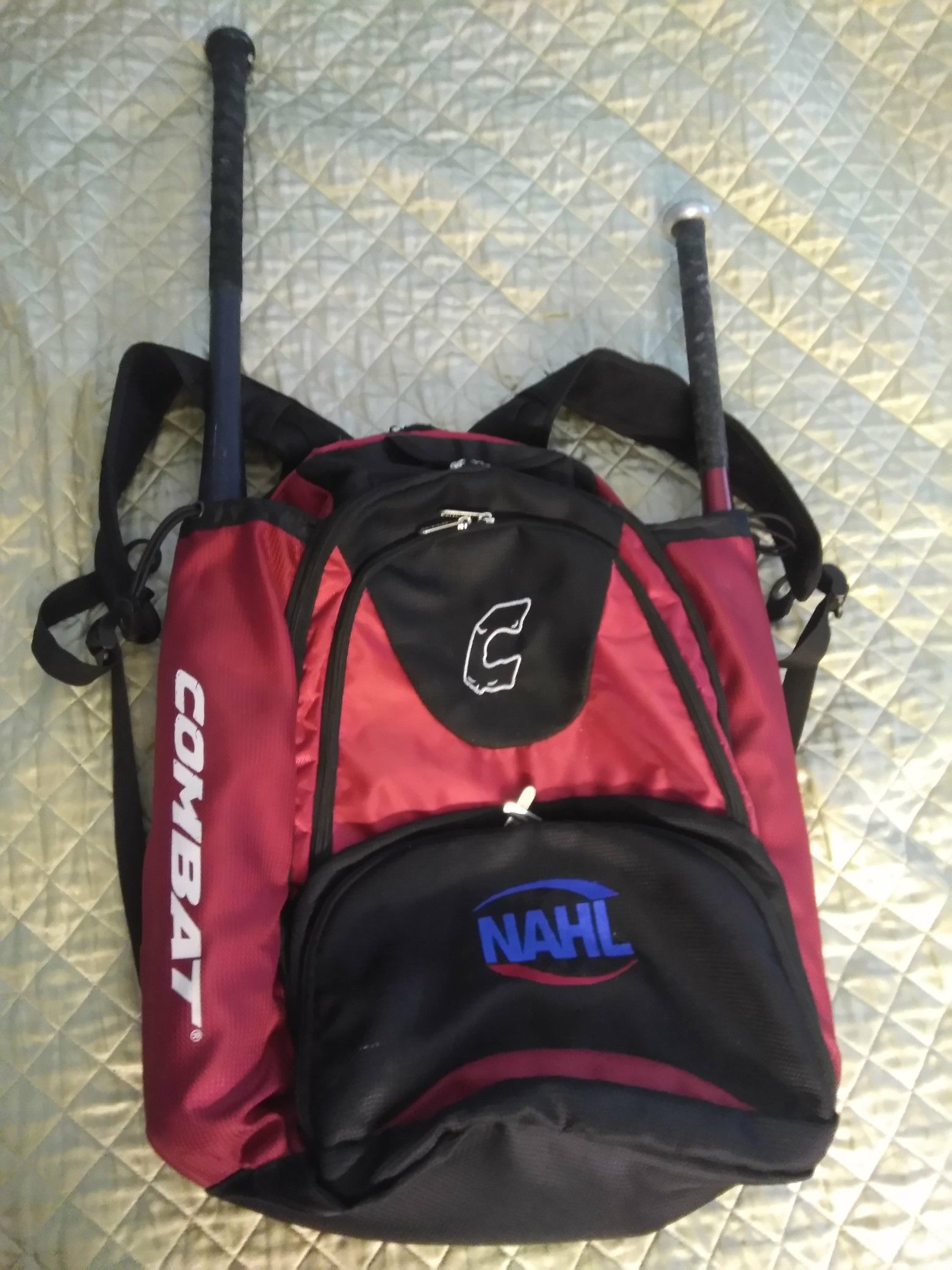 BASEBALL SOFTBALL BACKPACK BAG AND BATS. READ DETAILS