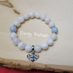 Fluttering Intuition Moonstone & Blue Lace Agate Crystal Bead Bracelet Thumbnail