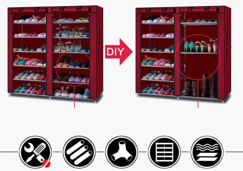 NEW Shoe Rack Shelf Storage Organizer Closet in Red, Brown, Grey, Black with Cover Cabinet Space Saver Shoe Wall Boots, Heels, Running Shoes Cleaner