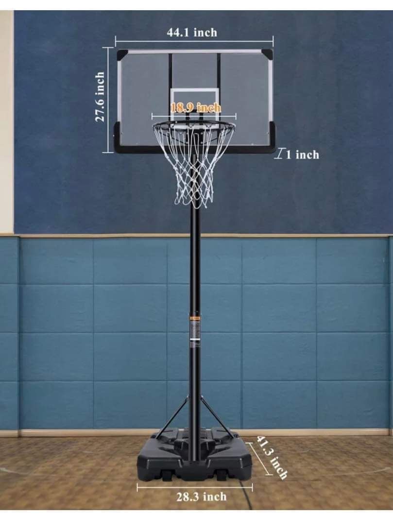 BRAND NEW🔥🔥🔥 MaxKare 44 In. Portable Basketball System Hoop and Goal 7 Ft. 6 In. - 10 Ft. Height Adjustable Stand with Wheels for Youth Kids Indoor