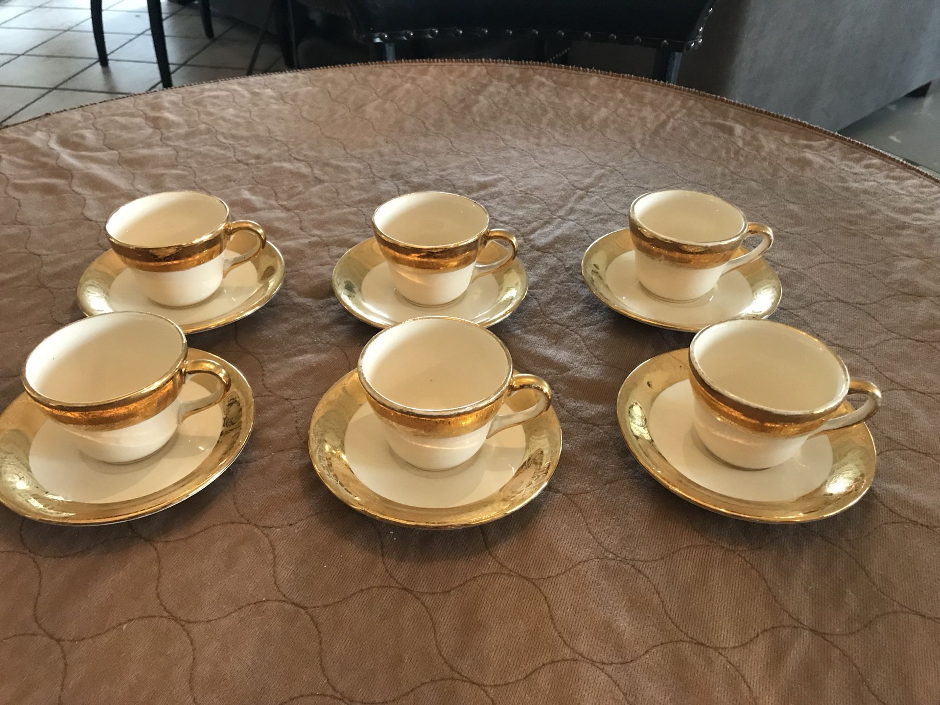 1940’s 24k Gold Hand Painted Demitasse Set