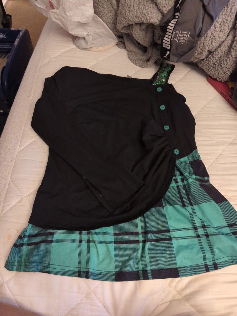 Green And Black Plaid Dress Shirt