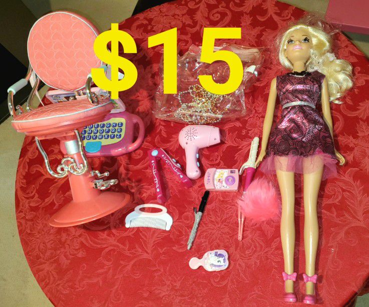 28 Inch Large Barbie & 11 Hair Accessories