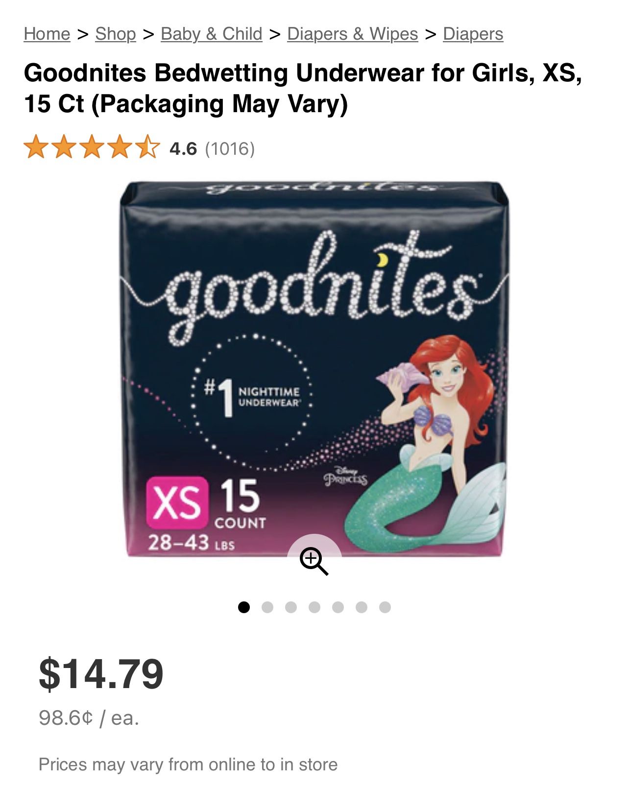 3-15count Packs Of GoodNites Diapers/Underwear 