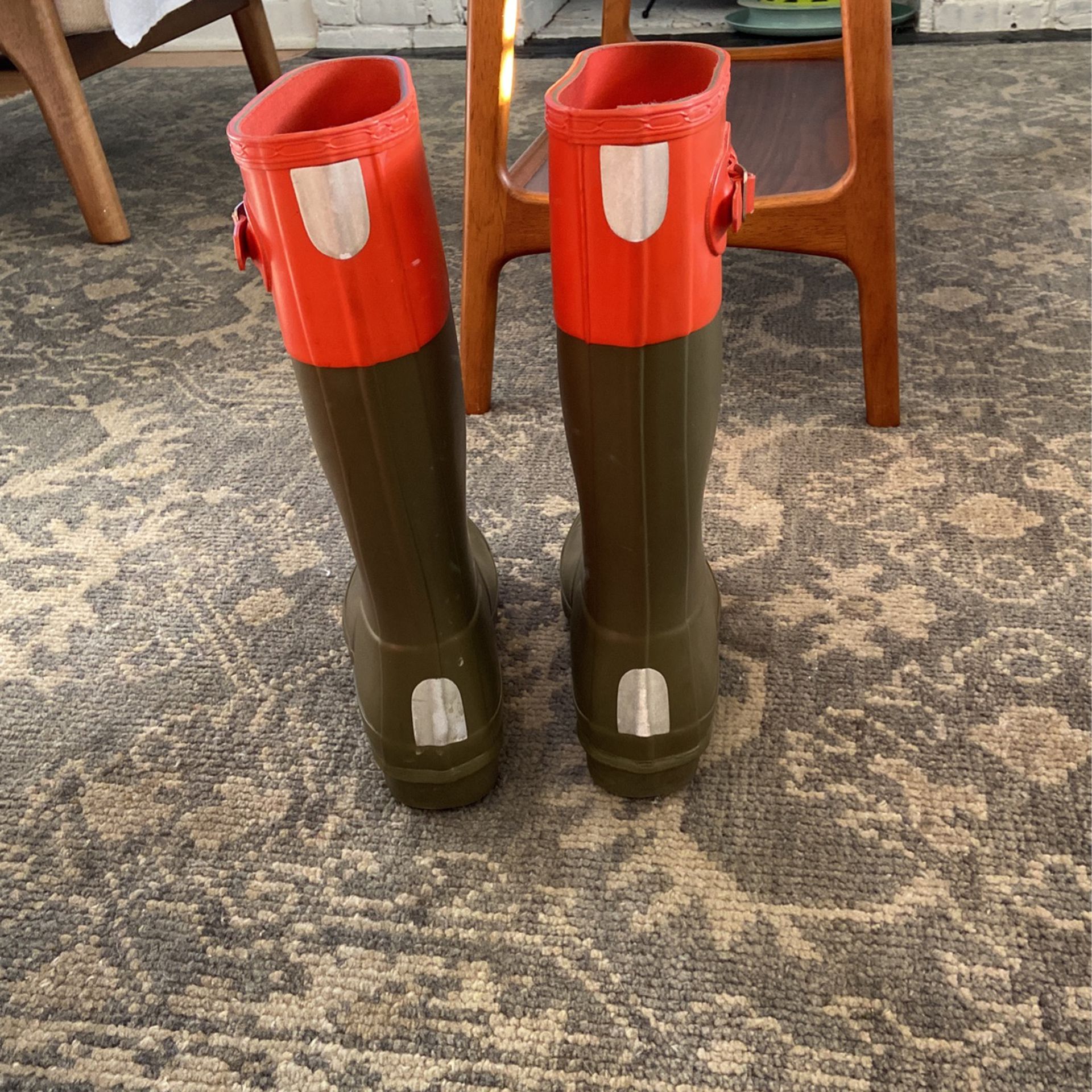 Womans Army Green / Orange Hunter Boots Size 7