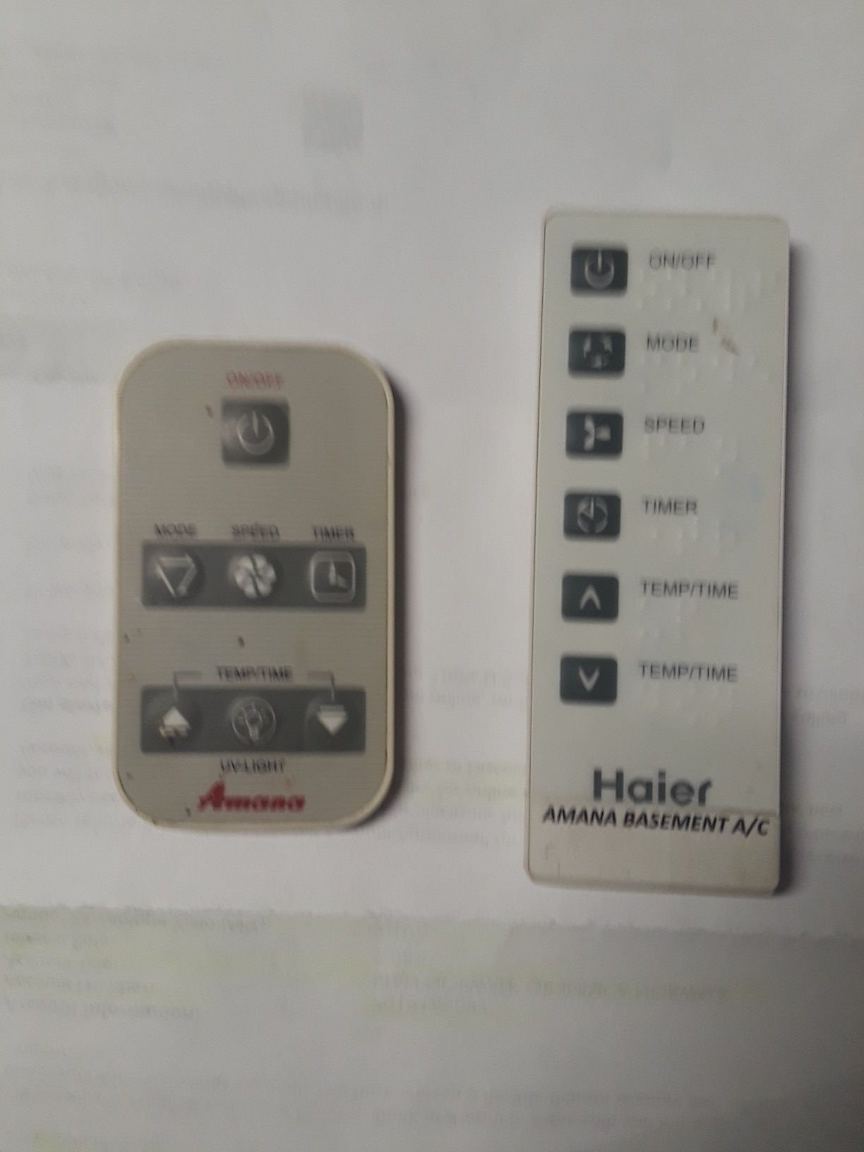 Air conditioner remote controls for Amana air conditioner