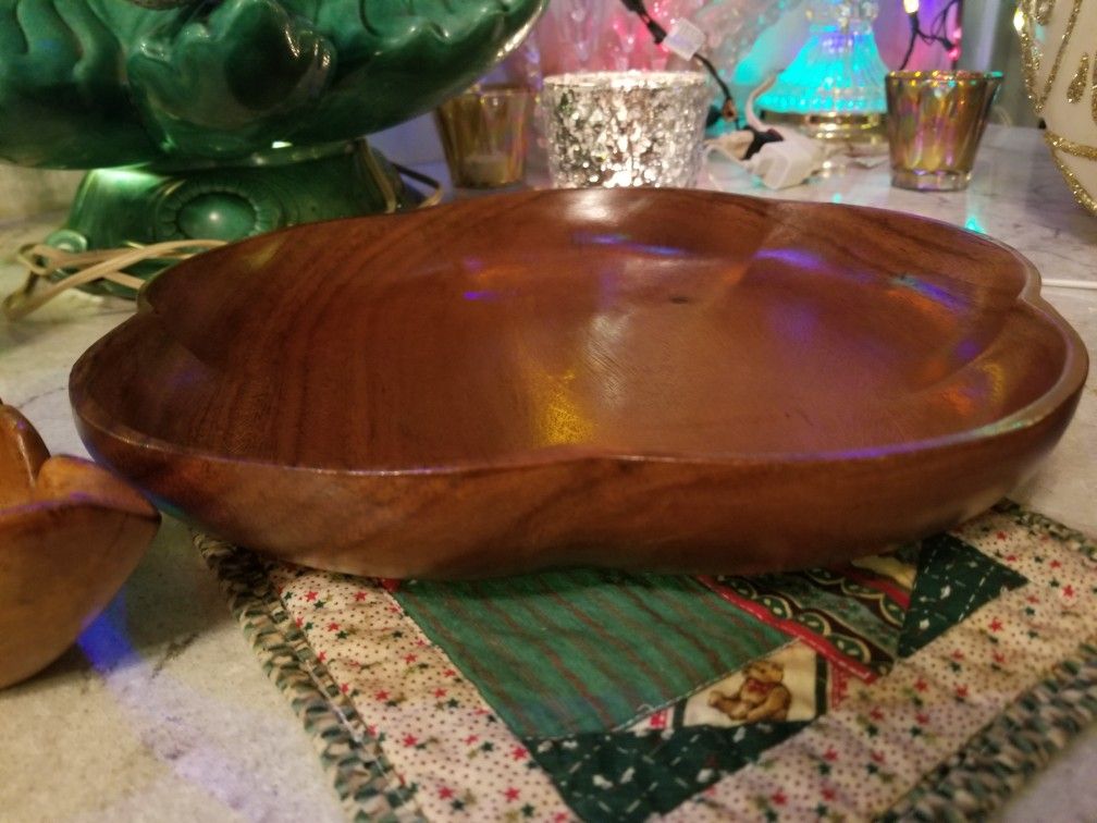 Wood bow, platter, and spoon rest