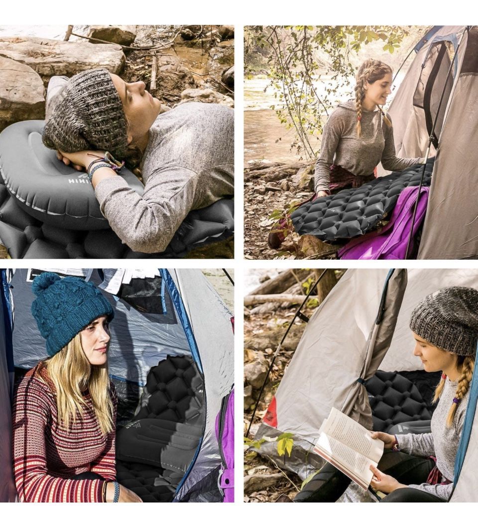 HiHiker Camping Sleeping Pad– Ultralight Backpacking Air Mattress w/Compact Carrying Bag –Sleeping Mat for Hiking Traveling & Outdoor Activities. (Gra