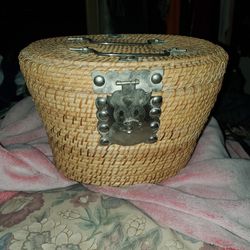 Vintage Republic Era Ceremonial Tea Set In Padded  Wicker Basket Thumbnail