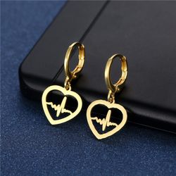 "Simple ECG Heart wave Stainless Steel Earrings for Women, 55EGL1218
 
 Thumbnail