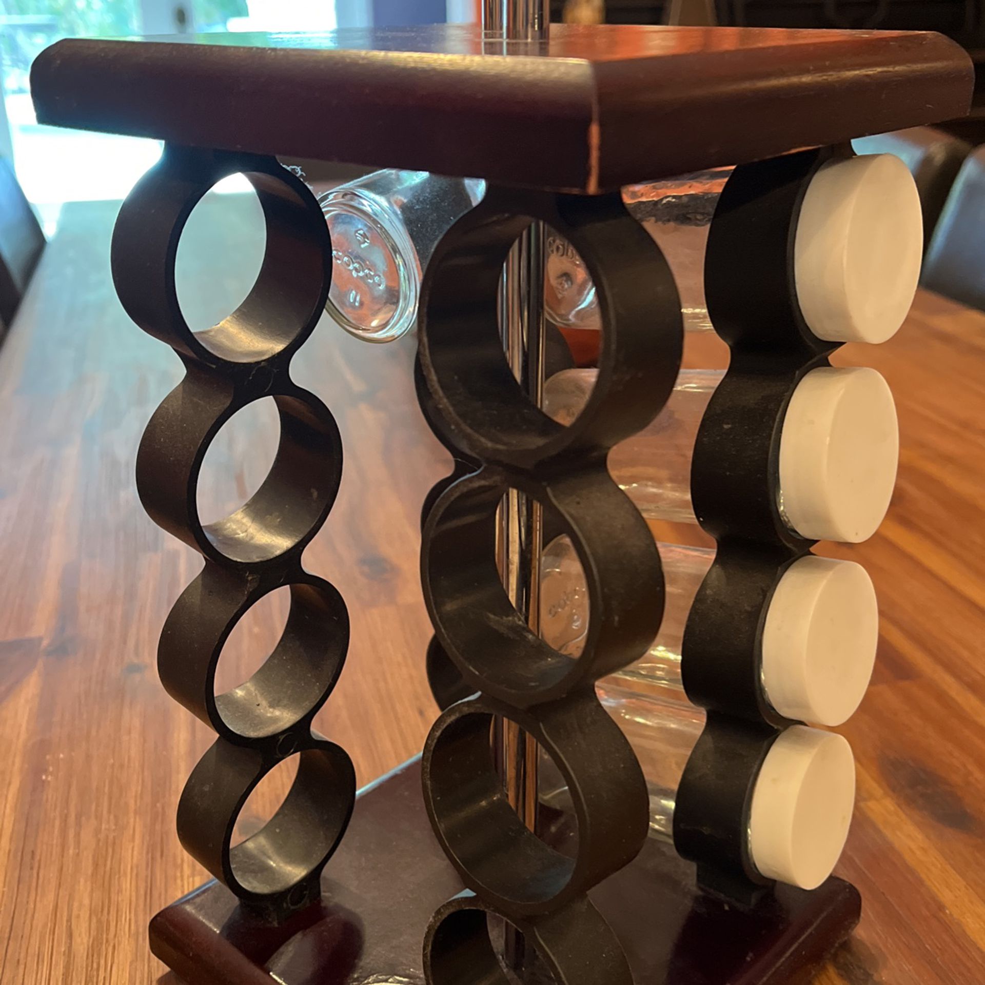 Solid Wood & Chrome Turntable Spice Rack
