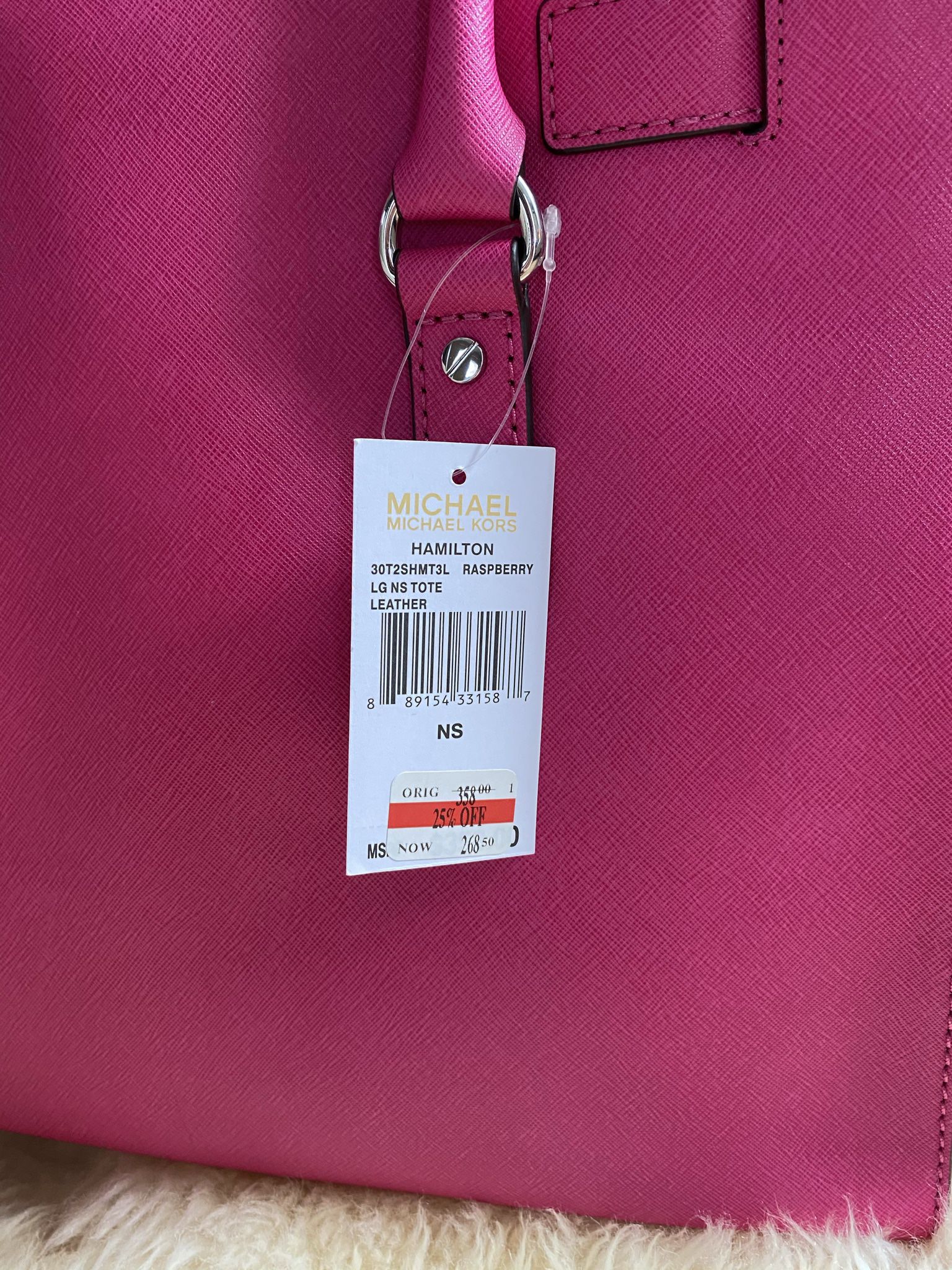 Michael Kors Large Hamilton Raspberry Pink Saffiano Leather Tote Bag