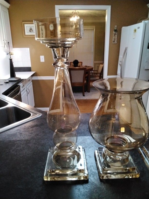 A Beautiful Candle Set Nice Quality They Have A Light Gold Color . See Size .