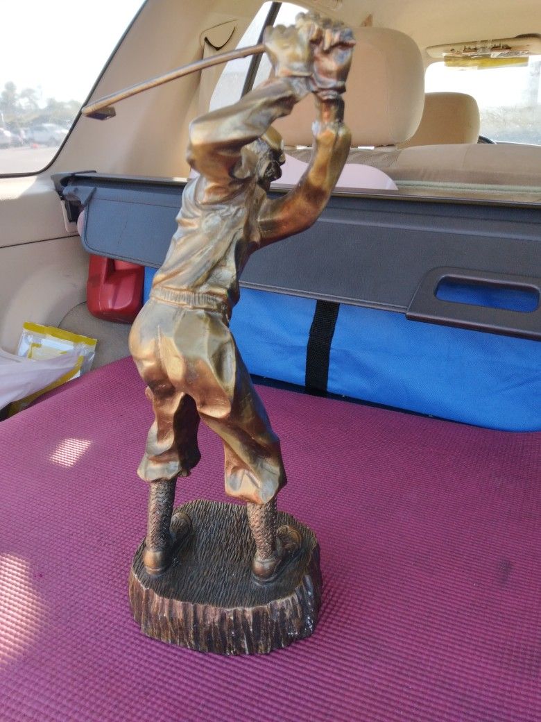 VINTAGE BRONZE GOLFING STATUE