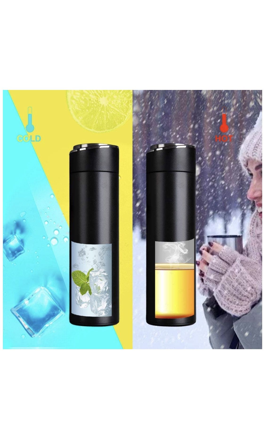 Vacuum Insulate Water Bottle, 316 Stainless Steel Thermoses Water Bottle, Keep 24h Hot Or Cold (Ice), Car Portable Travel Tea Coffee Vacuum Thermoses
