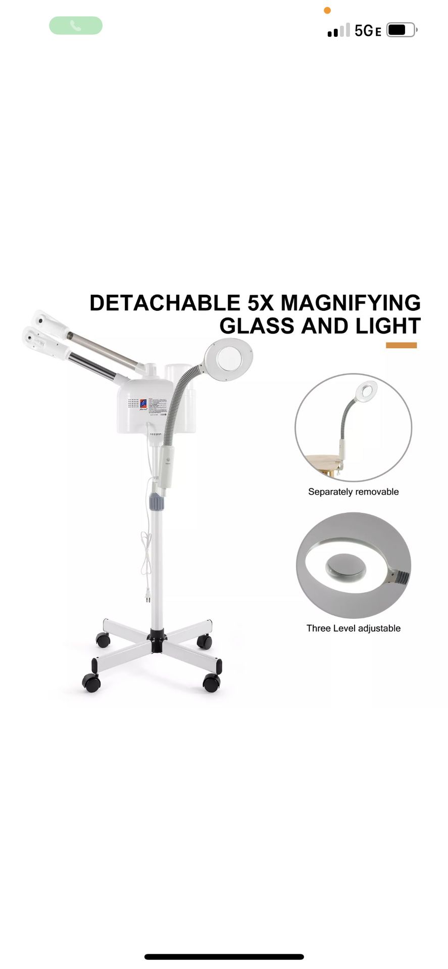 Hot/Cold Facial Steamer UV Ozone 5X Magnifying Lamp LCD Skin Care Salon Beauty