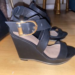 BCBG Generation Black Wedges With Silver Studs At The Bottom  Thumbnail