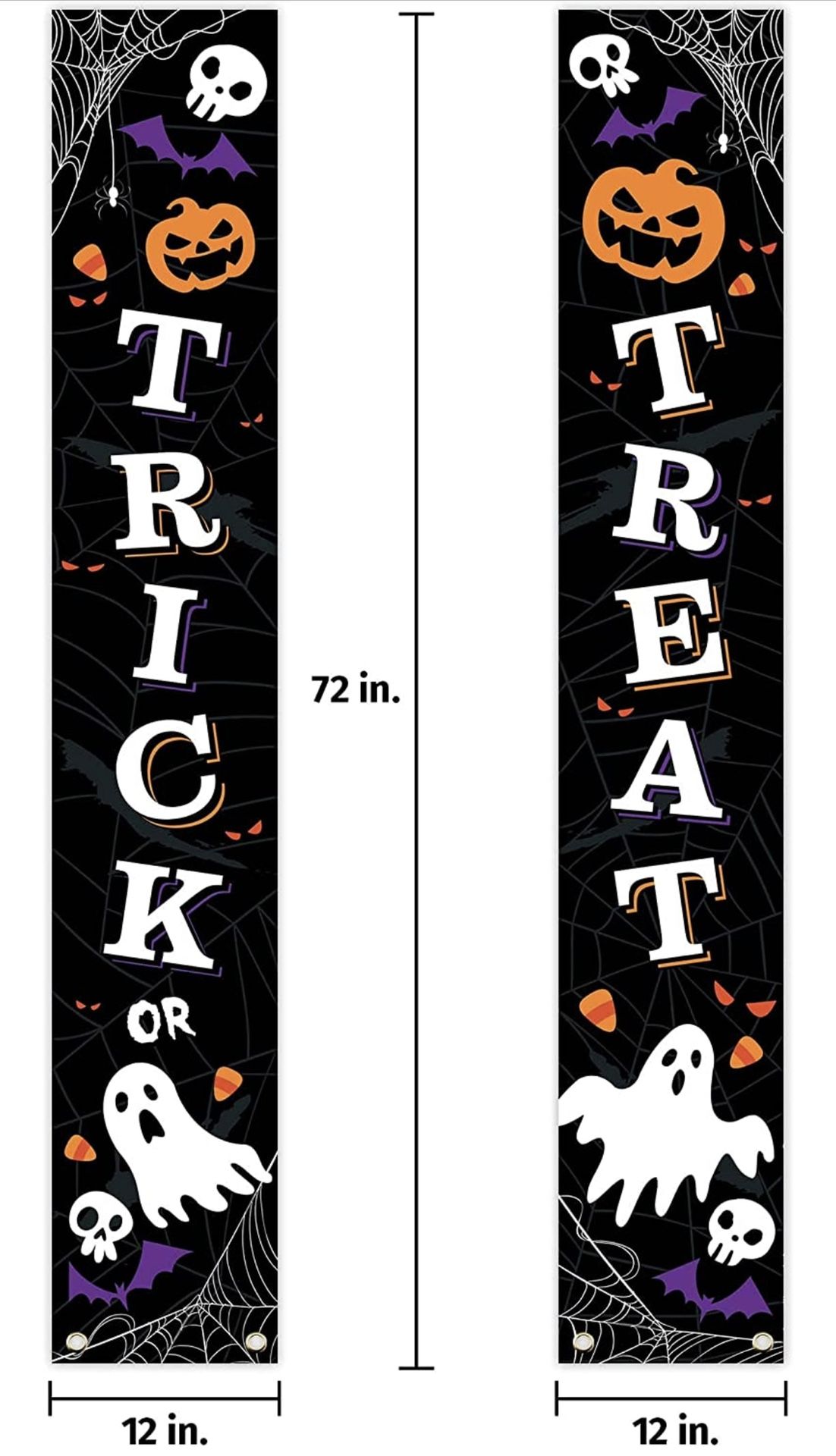 Outdoor Halloween Decorations Decor - Front Door Trick or Treat Banner Hanging Halloween Porch Decorations Outdoor Clearance Signs for Home Welcome Si