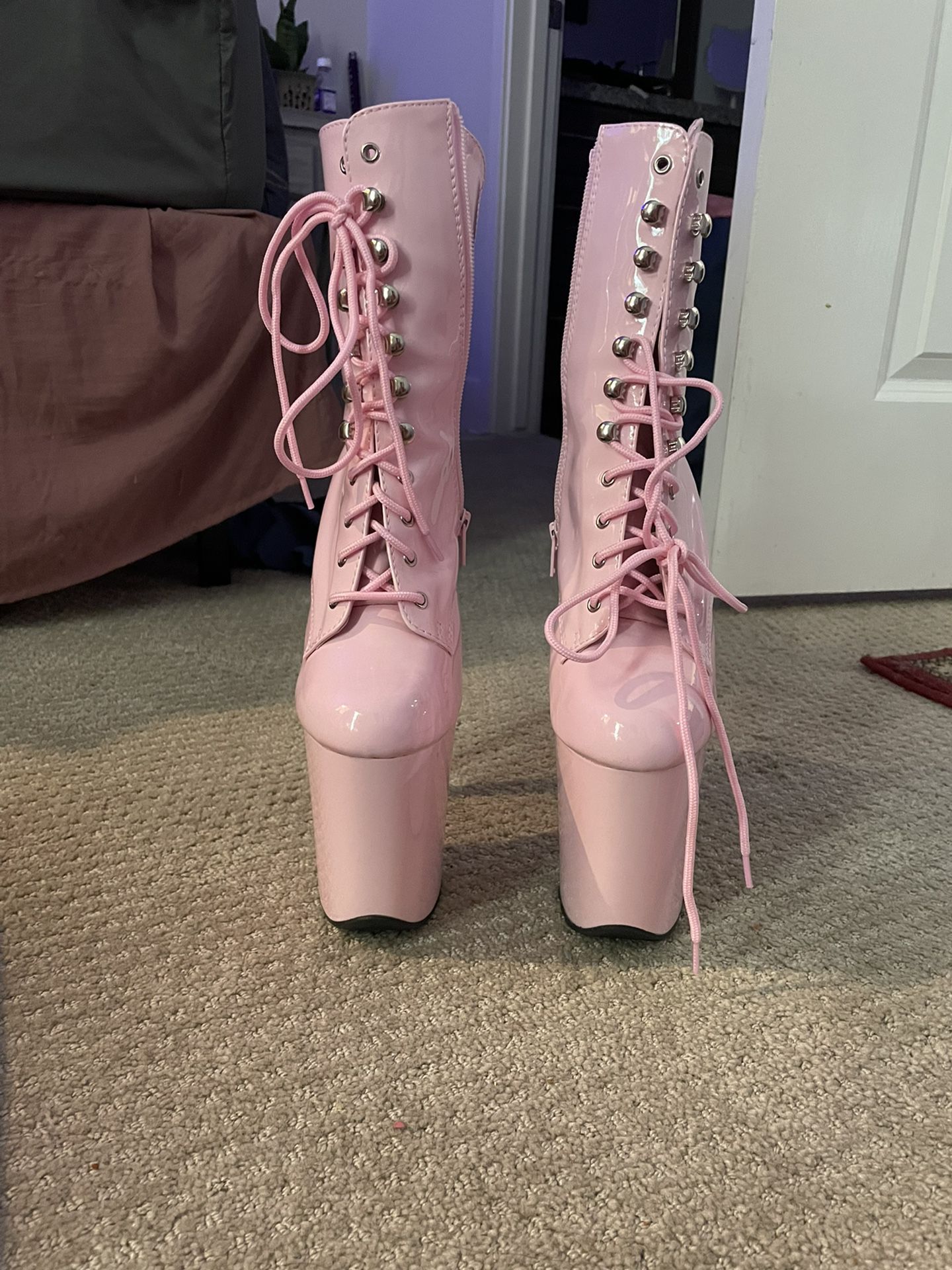 8 Inch Baby Pink Pleasers High Heels