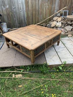 Antique Solid Wooden Coffe Table 4’x4’x19” Tall Thumbnail